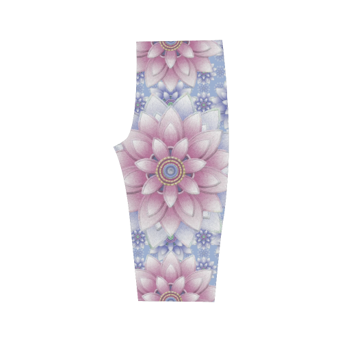 Ornaments pink+blue Hestia Cropped Leggings (Model L03)