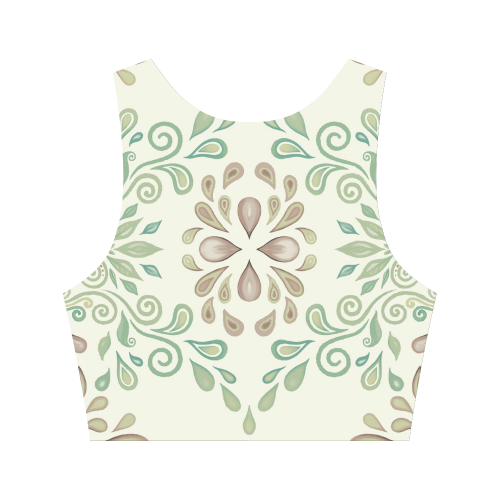 Green watercolor ornaments Women's Crop Top (Model T42)