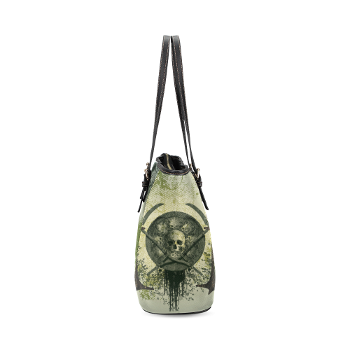 Awesome skulls Leather Tote Bag/Small (Model 1640)