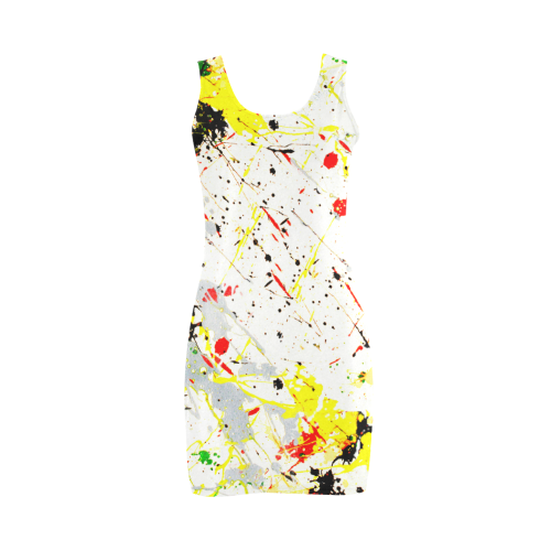 Yellow & Black Paint Splatter Medea Vest Dress (Model D06)