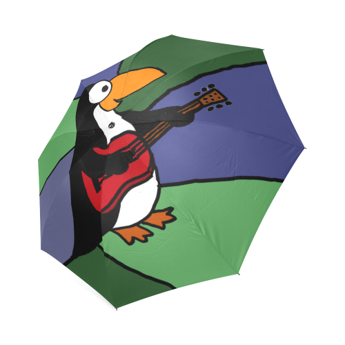 Funny Penguin Playing Red Guitar Foldable Umbrella (Model U01)