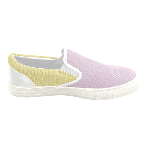 Custard and Winsome Orchid Women's Unusual Slip-on Canvas Shoes (Model 019)