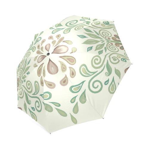 Green watercolor ornaments Foldable Umbrella (Model U01)