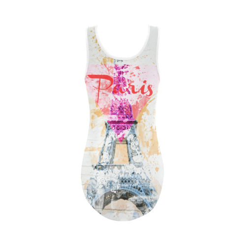 paris and Eiffel Tower Vest One Piece Swimsuit (Model S04)