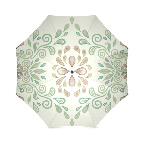 Green watercolor ornaments Foldable Umbrella (Model U01)