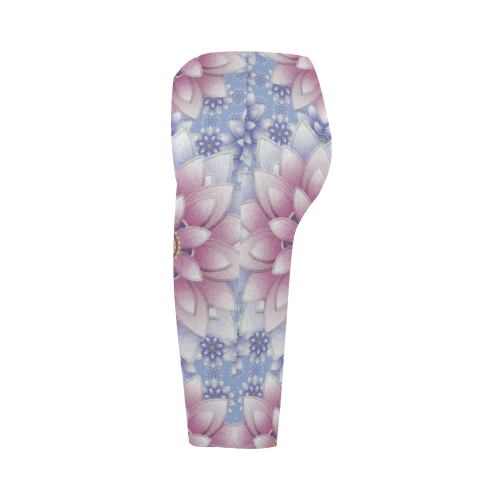 Ornaments pink+blue Hestia Cropped Leggings (Model L03)