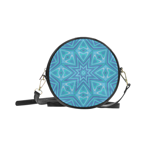 Aqua Starburst with Hearts Round Sling Bag (Model 1647)