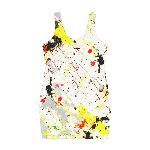 Yellow & Black Paint Splatter Medea Vest Dress (Model D06)