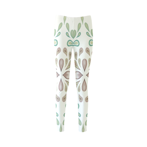 Green watercolor ornaments Cassandra Women's Leggings (Model L01)