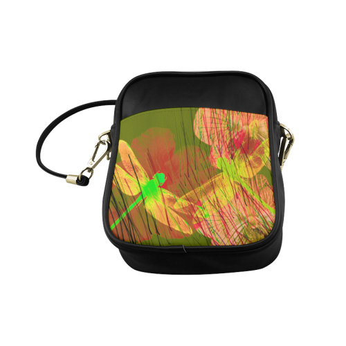Dragonflies & Flowers Summer Q Sling Bag (Model 1627)
