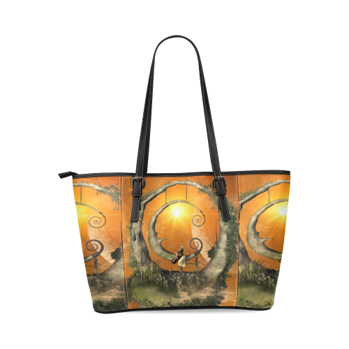 The moon Leather Tote Bag/Small (Model 1640)