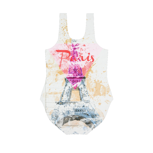 paris and Eiffel Tower Vest One Piece Swimsuit (Model S04)