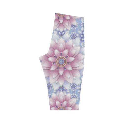 Ornaments pink+blue Hestia Cropped Leggings (Model L03)