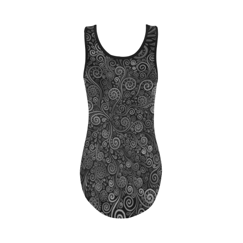 Black and White Rose Vest One Piece Swimsuit (Model S04)