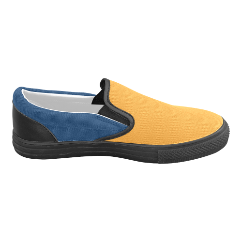 Radiant Yellow and Cool Black Women's Unusual Slip-on Canvas Shoes (Model 019)