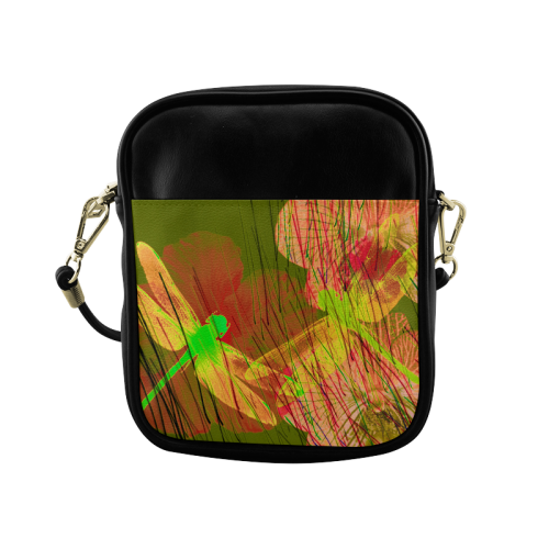 Dragonflies & Flowers Summer Q Sling Bag (Model 1627)