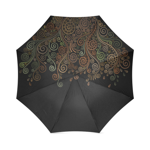 Psychedelic, gold on black Foldable Umbrella (Model U01)