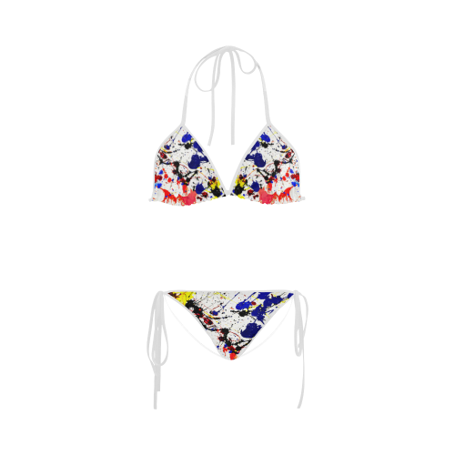 Blue & Red Paint Splatter Custom Bikini Swimsuit