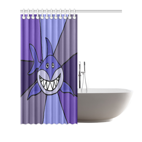 Funny Blue Grinning Shark Beach Art Shower Curtain 72"x72"