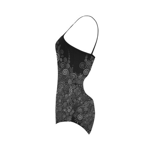 Black and White Rose Strap Swimsuit ( Model S05)
