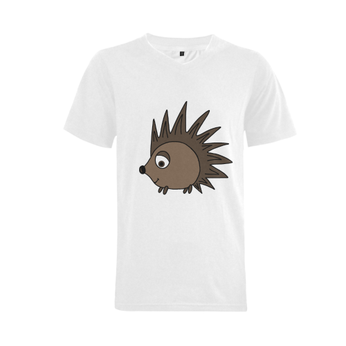 Cute Cartoon Hedgehog Men's V-Neck T-shirt  Big Size(USA Size) (Model T10)