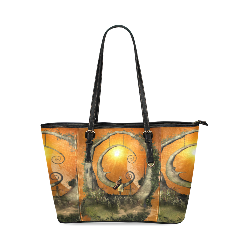 The moon Leather Tote Bag/Small (Model 1640)