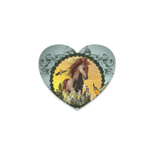Horse with birds Heart Coaster