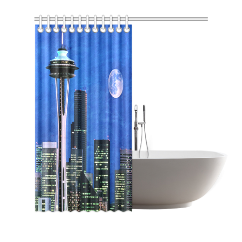 Seattle Space Needle Watercolor Shower Curtain 72"x72"