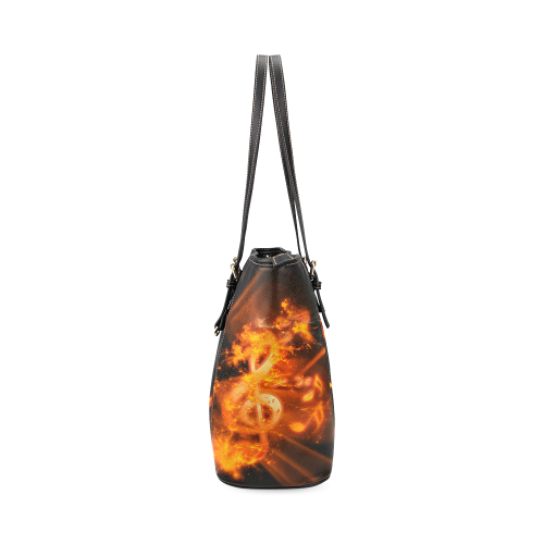 Explosion, clef and key notes Leather Tote Bag/Small (Model 1640)