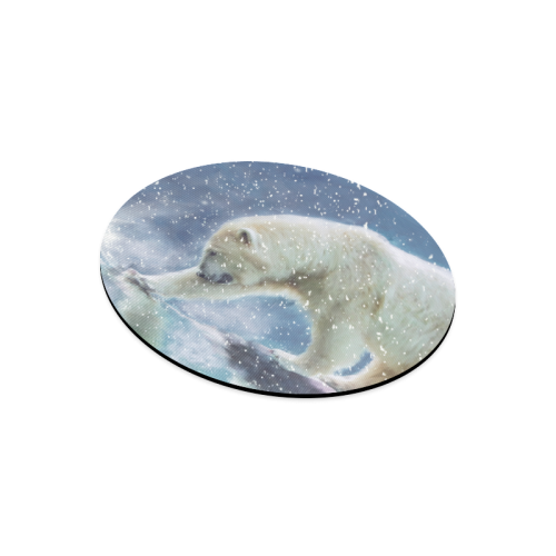 A polar bear at the water Round Mousepad