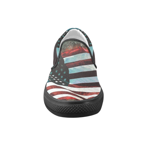 A abstract waving usa flag Men's Unusual Slip-on Canvas Shoes (Model 019)