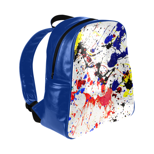 Blue & Red Paint Splatter Multi-Pockets Backpack (Model 1636)