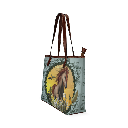 Horse with birds Shoulder Tote Bag (Model 1646)