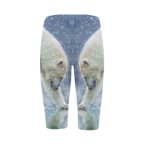 A polar bear at the water Hestia Cropped Leggings (Model L03)