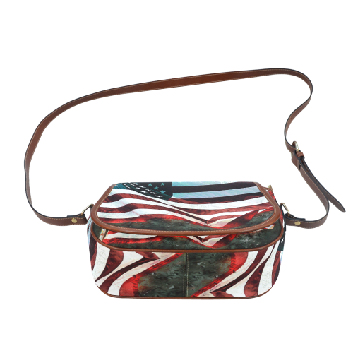 A abstract waving usa flag Saddle Bag/Small (Model 1649) Full Customization