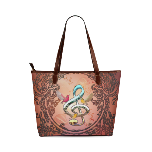 Clef with birds Shoulder Tote Bag (Model 1646)