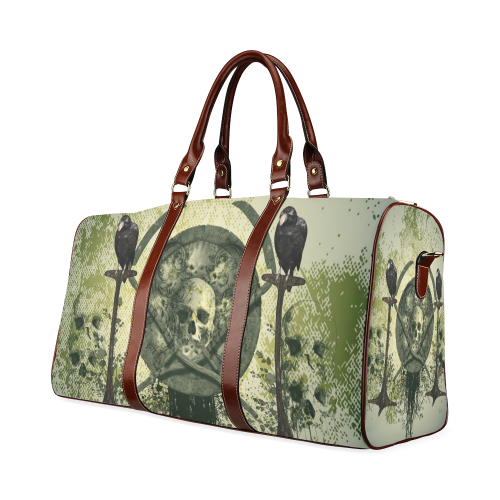 Skull with crow Waterproof Travel Bag/Large (Model 1639)