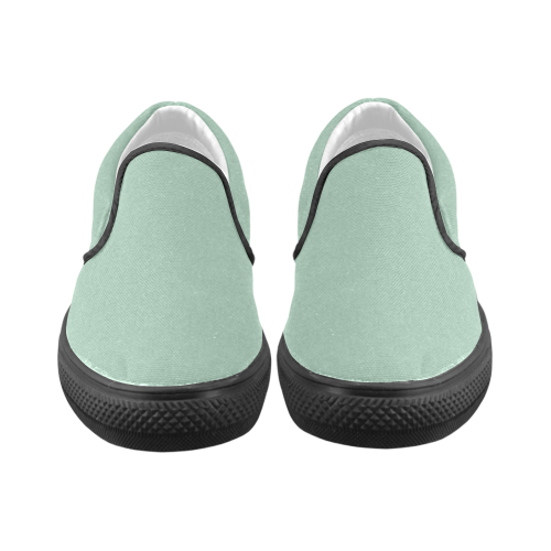 Grayed Jade Men's Unusual Slip-on Canvas Shoes (Model 019)