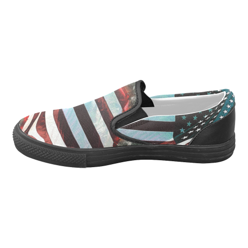 A abstract waving usa flag Men's Unusual Slip-on Canvas Shoes (Model 019)