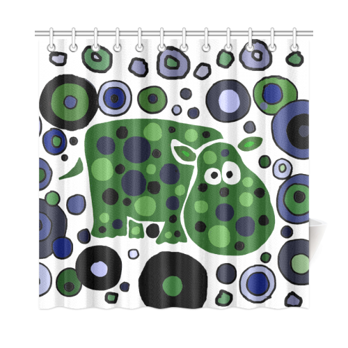 Funny Blue and Green Hippo Art Shower Curtain 72"x72"