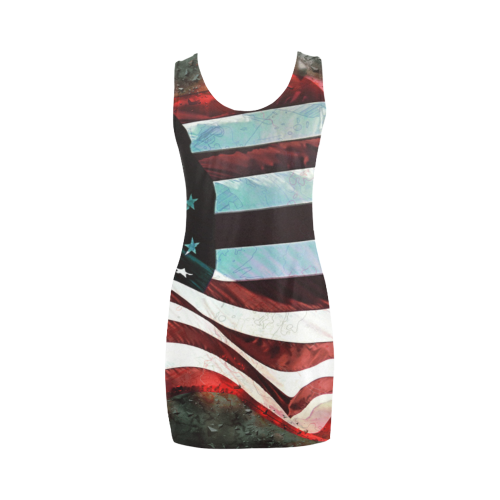 A abstract waving usa flag Medea Vest Dress (Model D06)