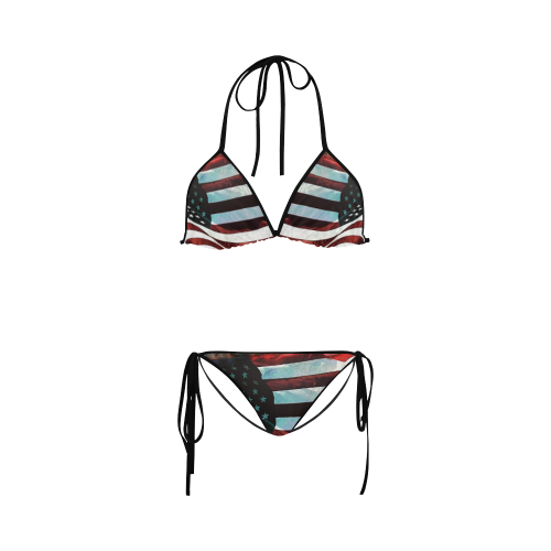 A abstract waving usa flag Custom Bikini Swimsuit