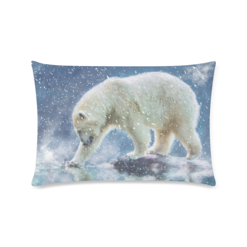 A polar bear at the water Custom Rectangle Pillow Case 16"x24" (one side)