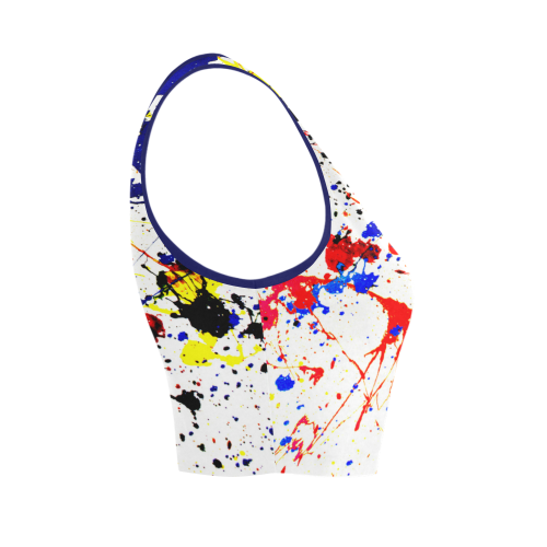 Blue & Red Paint Splatter Women's Crop Top (Model T42)