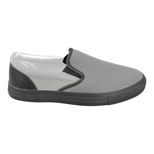 Silver and Steel Gray Men's Unusual Slip-on Canvas Shoes (Model 019)