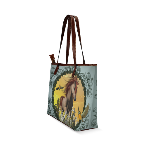 Horse with birds Shoulder Tote Bag (Model 1646)