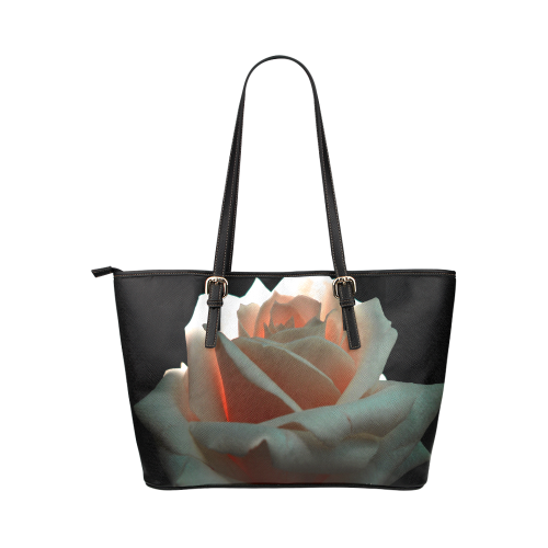 A Beautiful Rose Leather Tote Bag/Small (Model 1651)