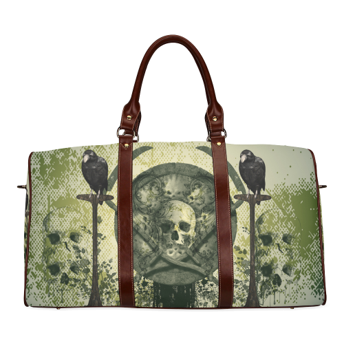 Skull with crow Waterproof Travel Bag/Large (Model 1639)