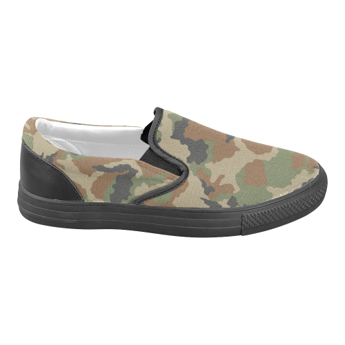 Woodland Forest Camouflage Men's Unusual Slip-on Canvas Shoes (Model 019)