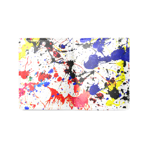 Blue & Red Paint Splatter Men's Leather Wallet (Model 1612)